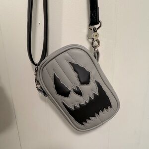 Love Pain and Stitches Pumpkin Crossbody Side Bag Grey and Black